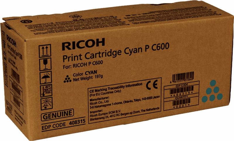 Ricoh Tóner MP C600 / 408315 Cyan
